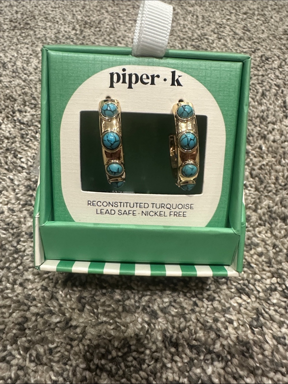 Piper K Gold Hoop Earrings with Turquoise Accents